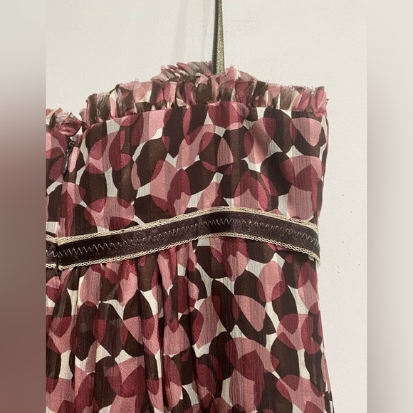 BCBG Maxazaria Petites Silk Straps orStrapless Ruffles Beads Lined Dress size 4 - Picture 10 of 16